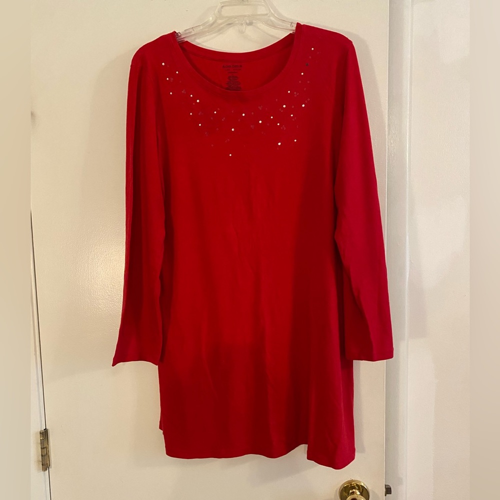 Sonoma Red Long Sleeve Women's Sleep Shirt